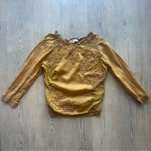 Vanessa Bruno Tops - Vanessa Bruno women’s yellow size 1 small shirt floral long sleeve top blouse